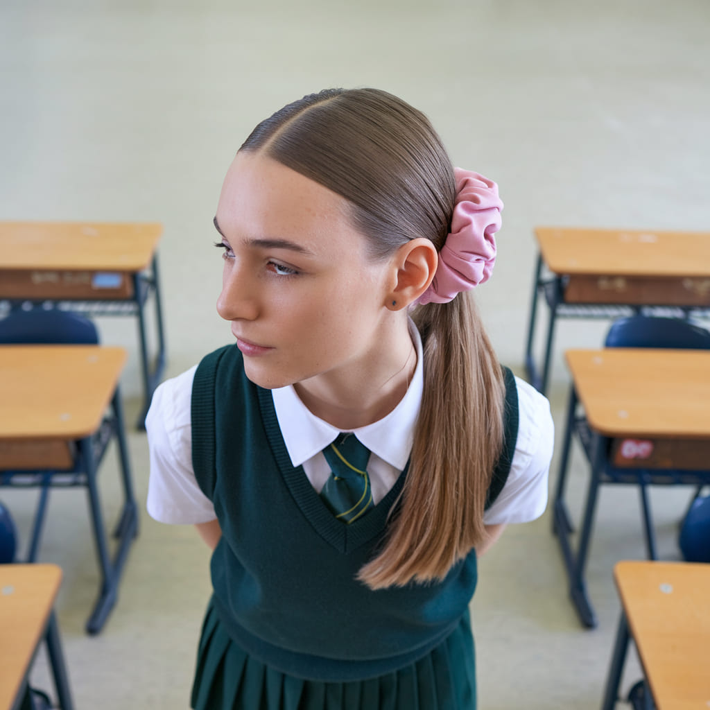 Sleek Low Ponytail with a Scrunchie