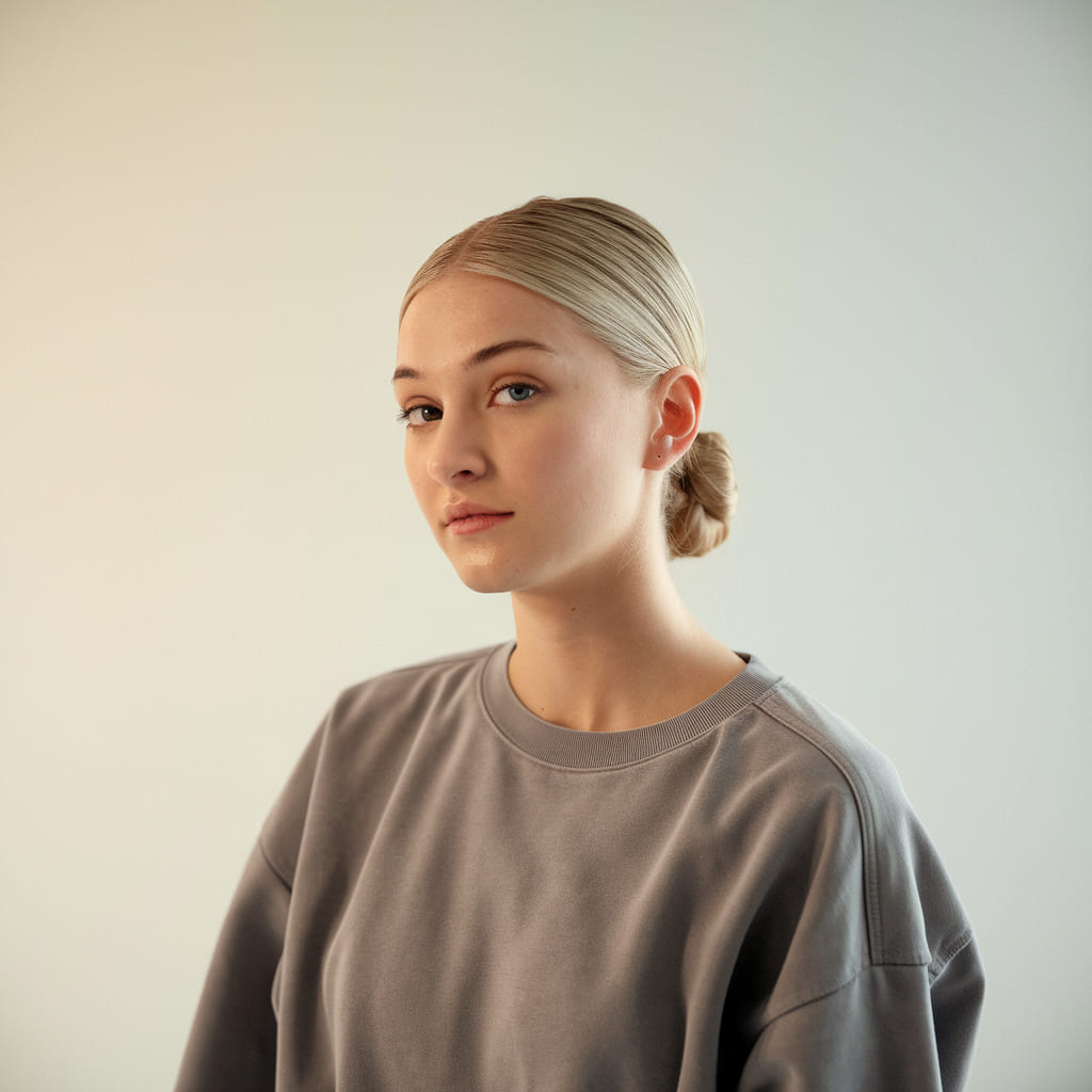 Sleek Middle Parted Hair with a Low Knot