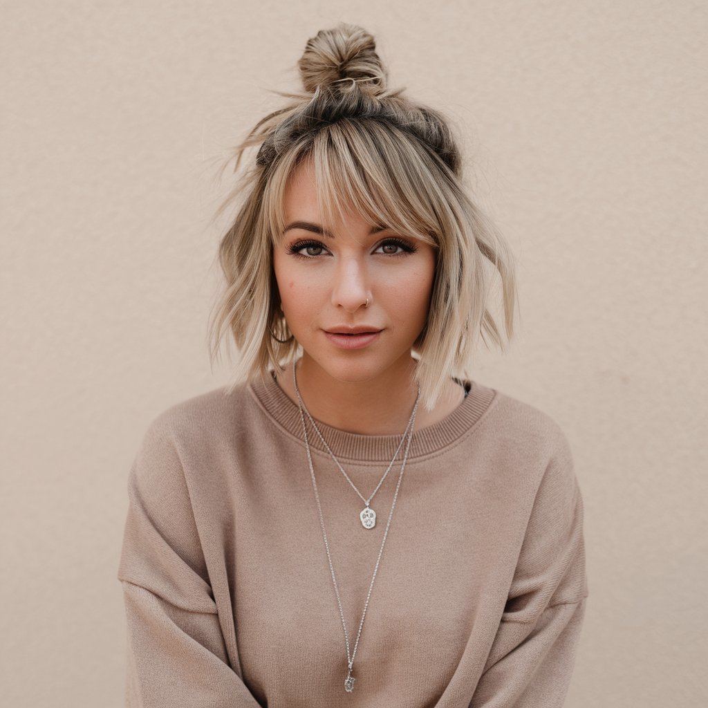 Top Knot with Bangs