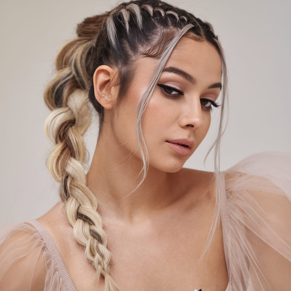 Braided Ponytail with Silver Accents