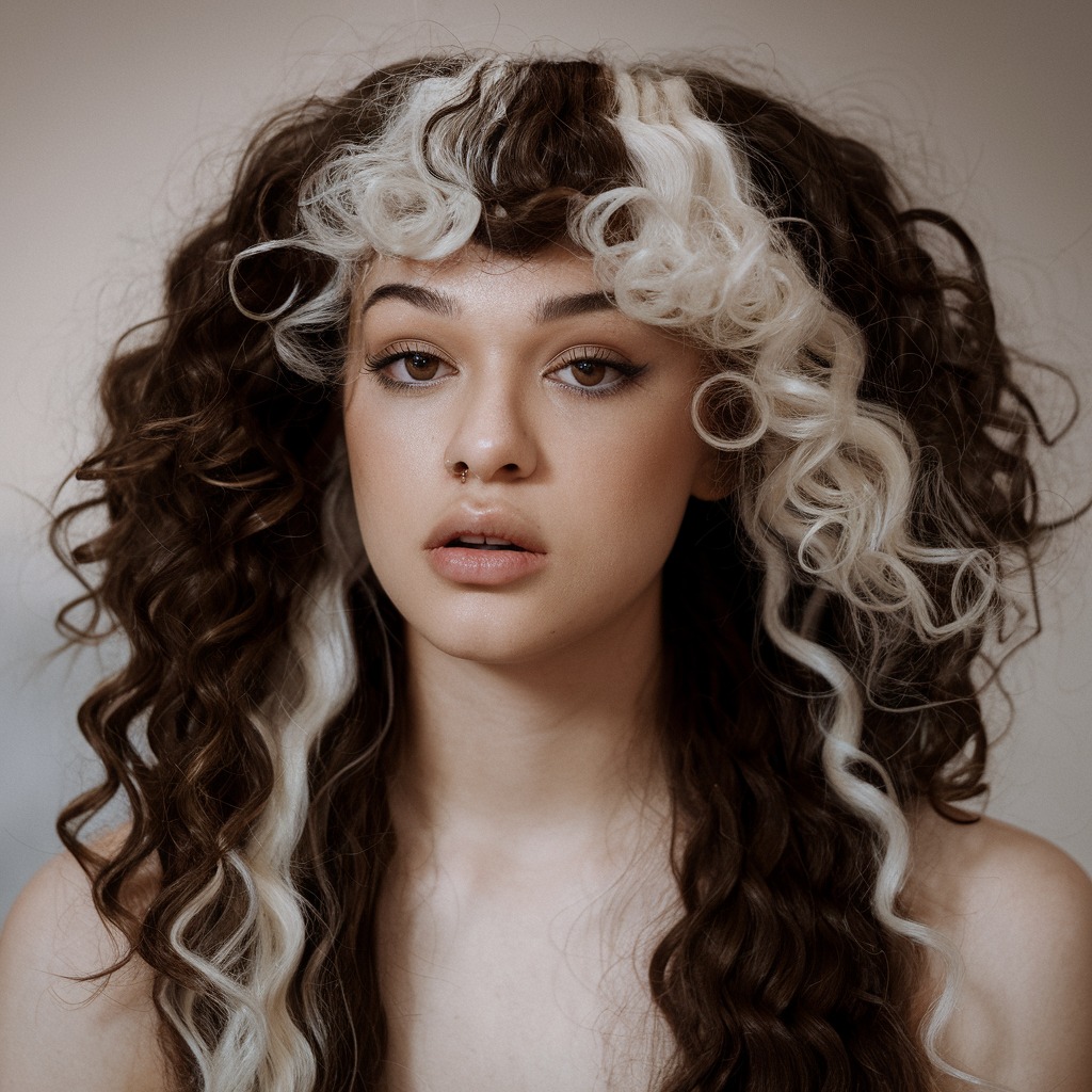 Classic Black and White Skunk Curls