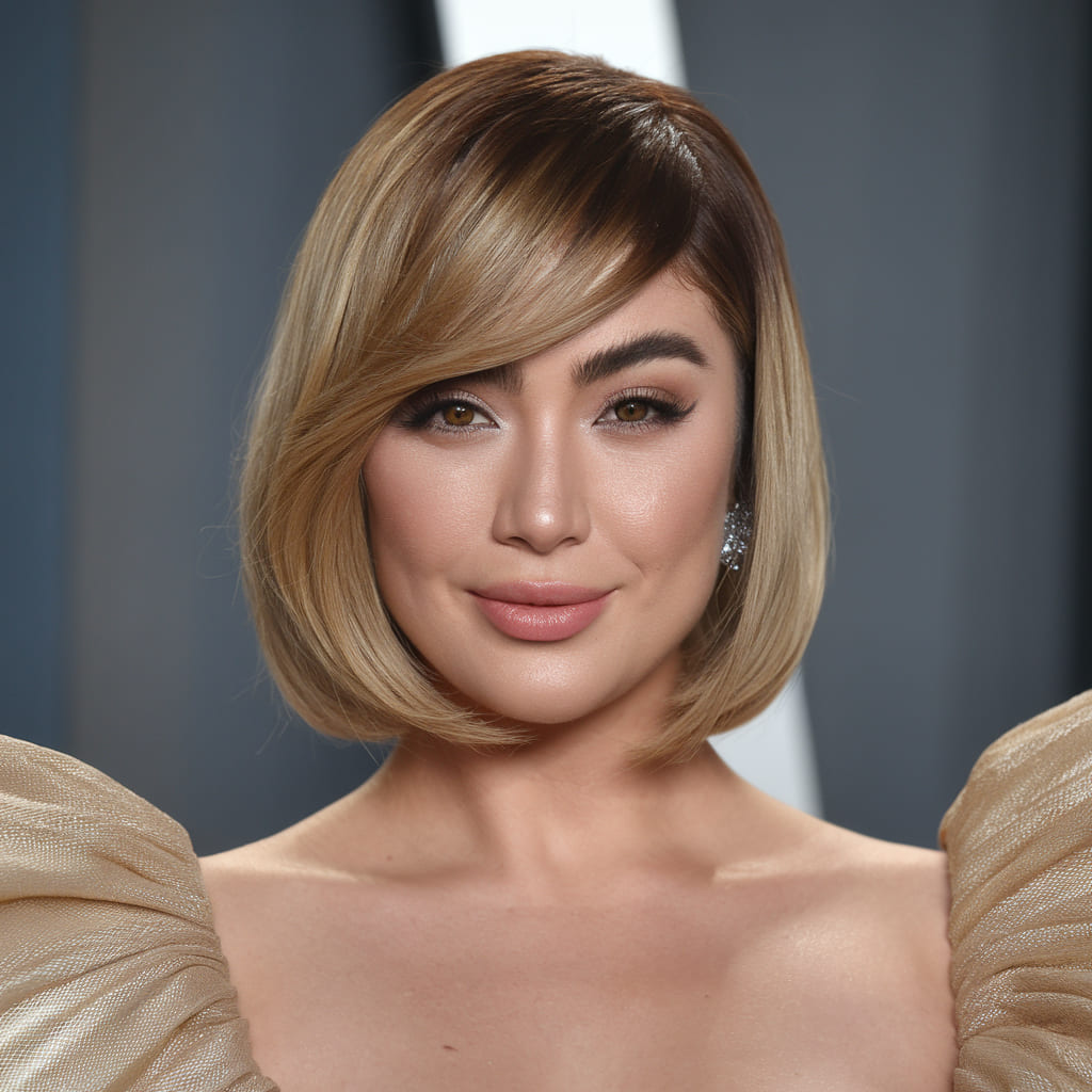 Glossy Choppy Bob with Side Swept Bangs