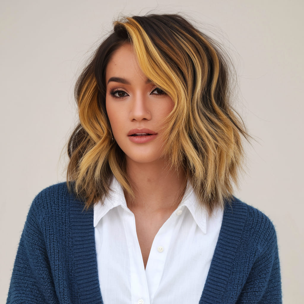 Golden Highlights on Beachy Waves