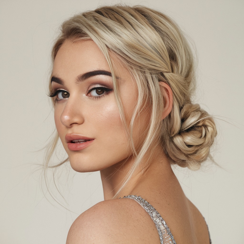 Low Bun with Face-Framing Strands