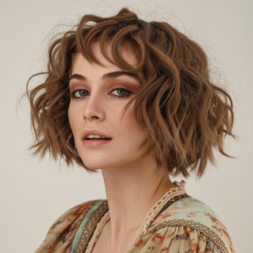 Short Wavy Gypsy Cut with Face-Framing Layers