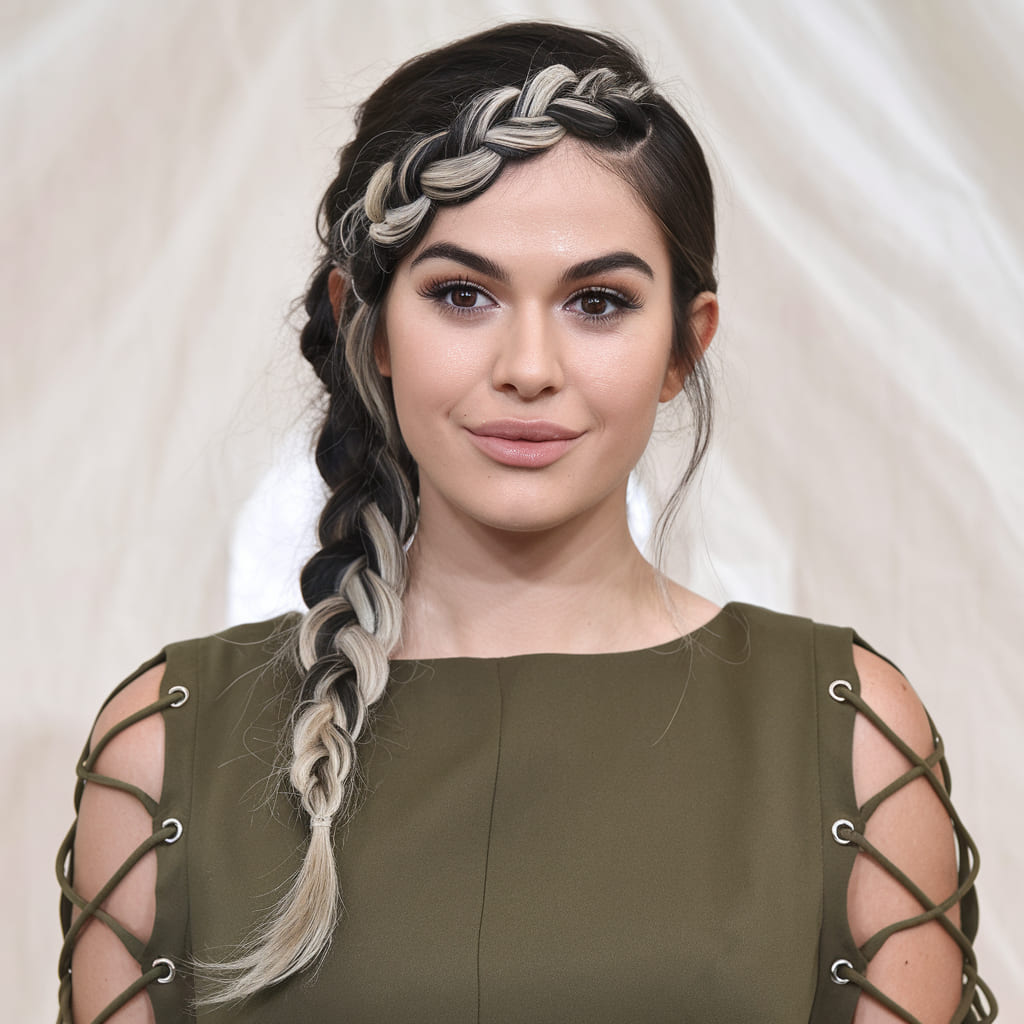 Side Braid with Silver Peekaboo Highlights