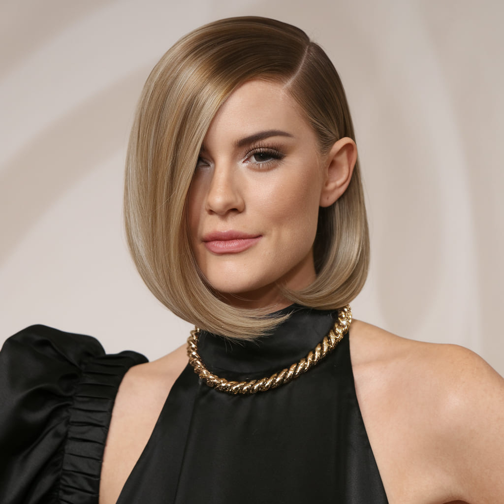 Sleek Asymmetrical Bob for a Bold Look