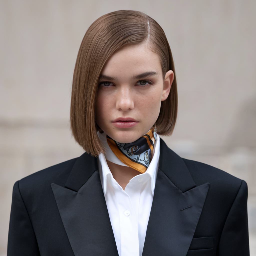 Straight and Sleek with a Deep Side Part