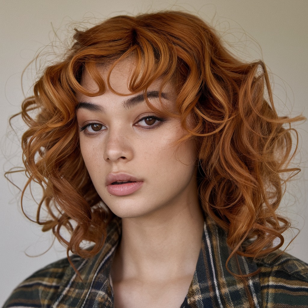 Subtle Caramel Highlights on Ginger Curls