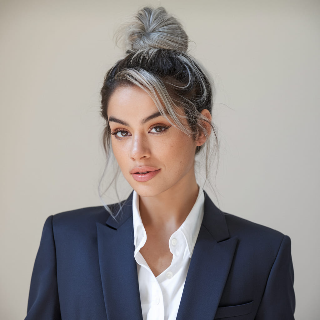 Top Knot with Silver Highlights