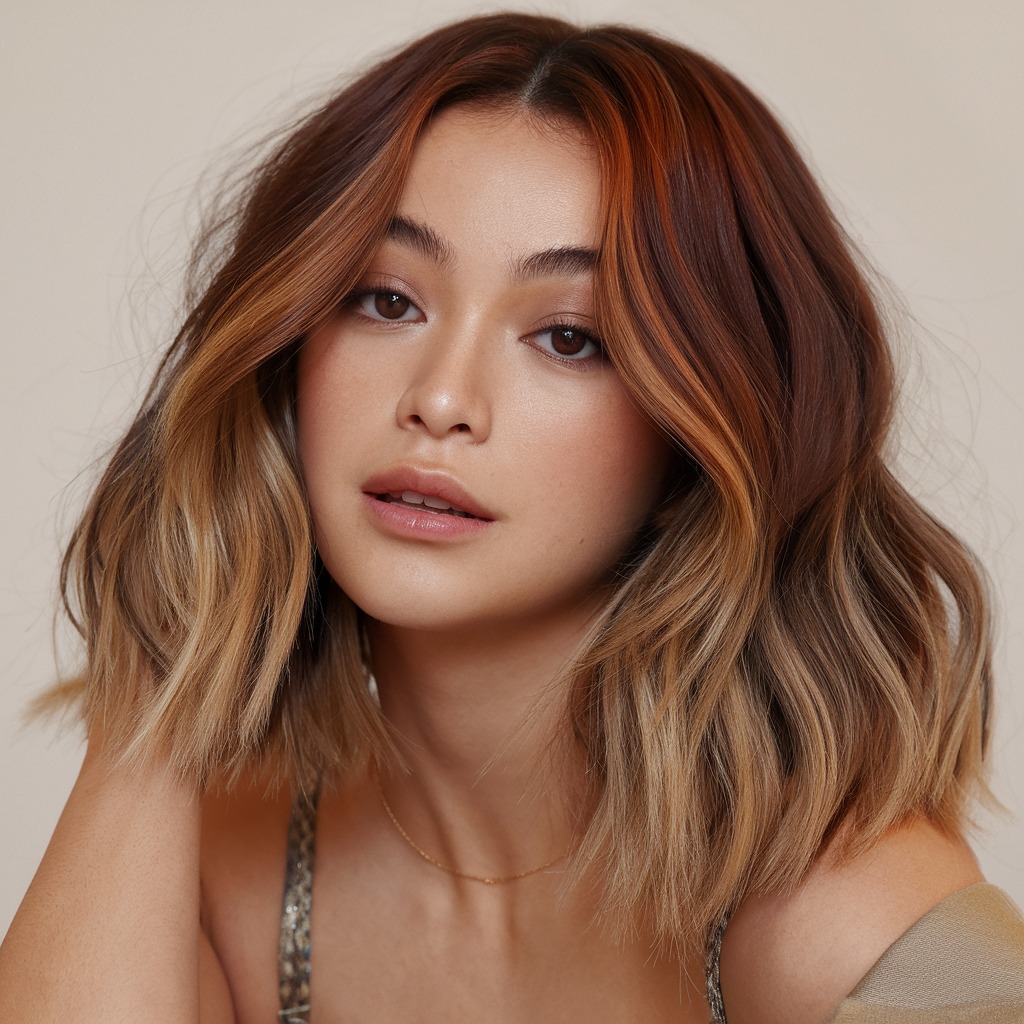 Wavy Bob with Mahogany Balayage