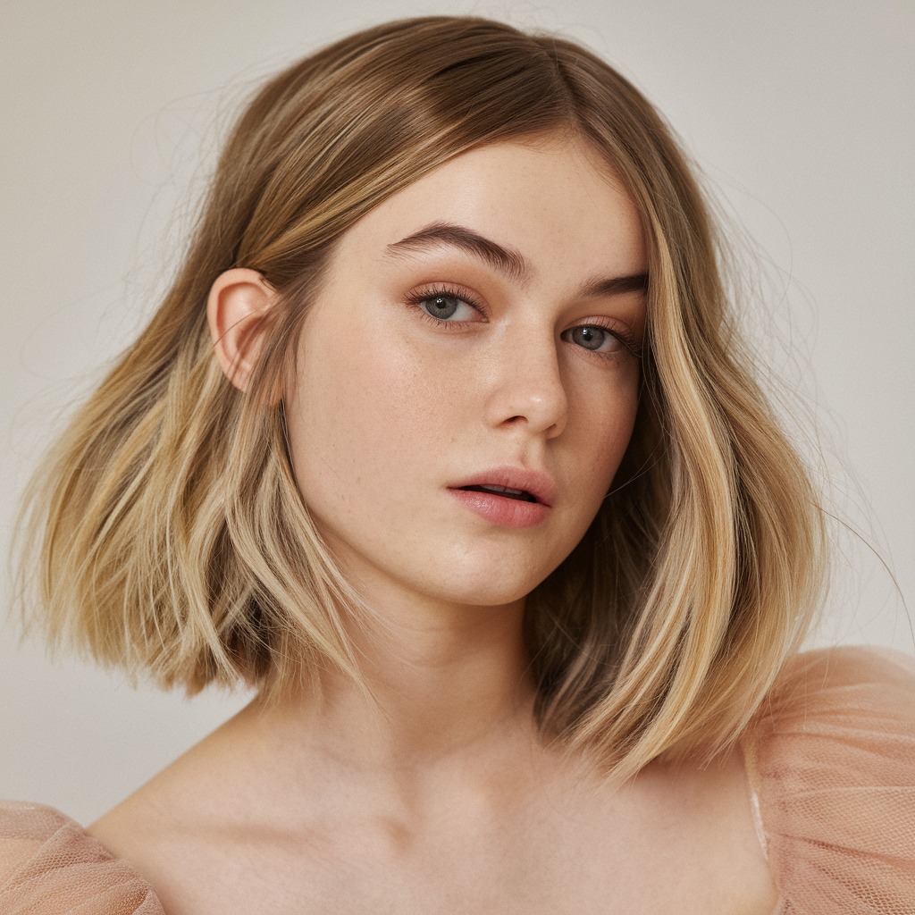 Feathered Bob with Light Highlights