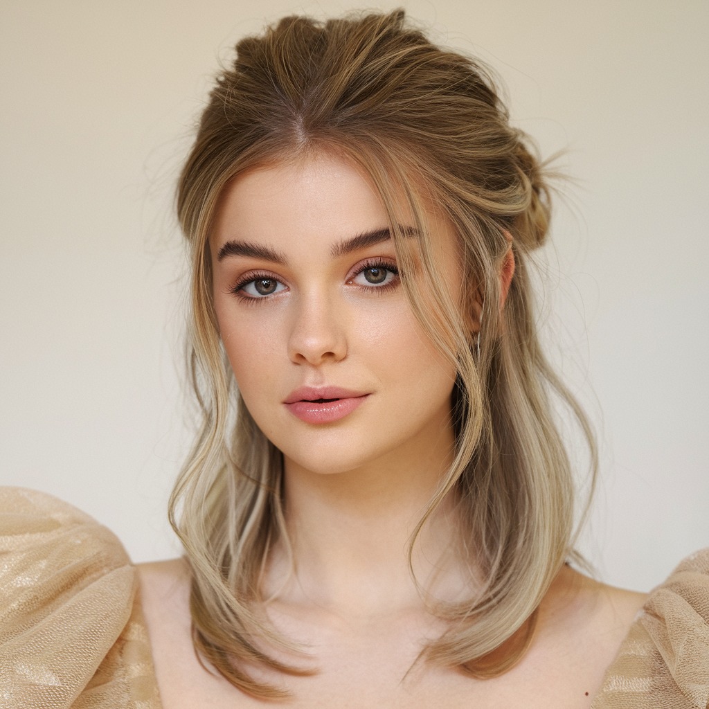 Half-Up Shoulder-Length Cut with Soft Layers