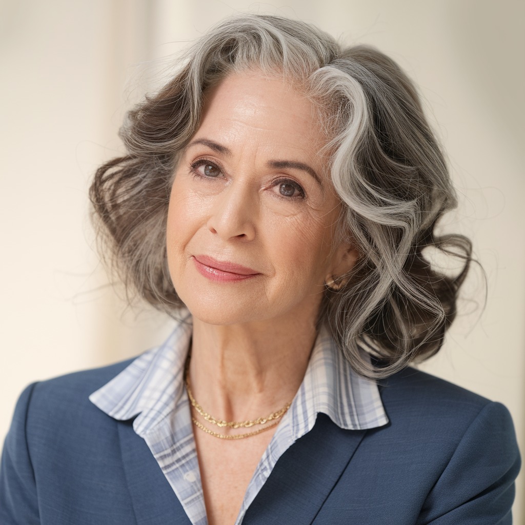 Silver Streaks with Soft Curls