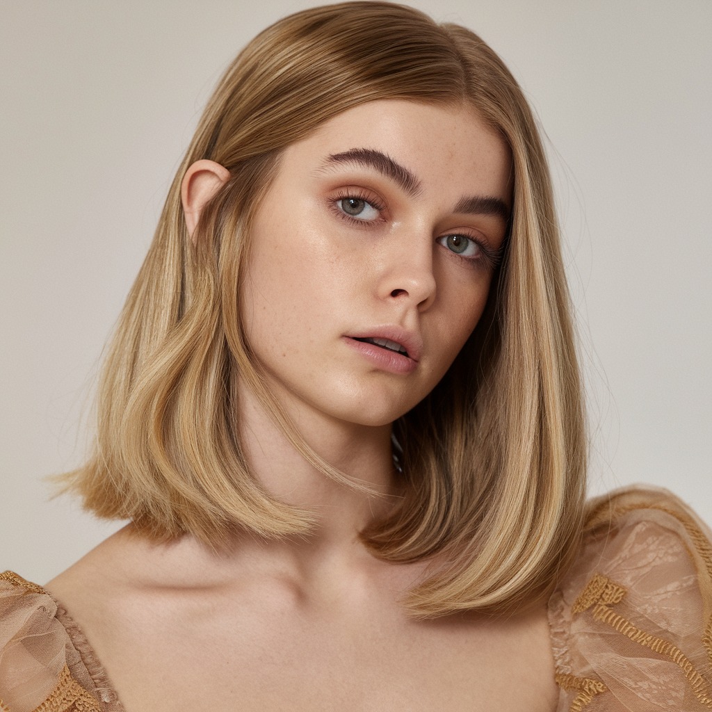 Straight Shoulder Cut with Center Part